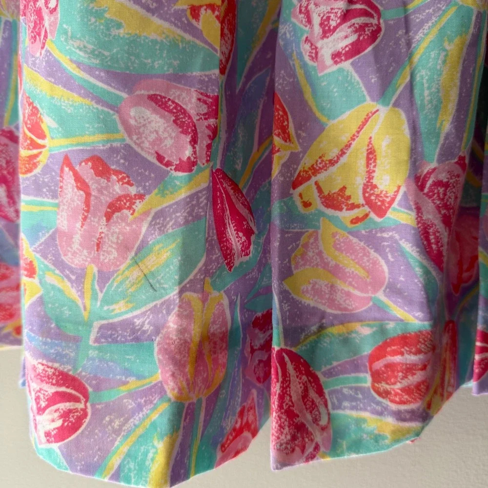 Vintage Unbranded Tulip Print Dress Girls 4T Multicolor Good Floral‎ Peter Pan